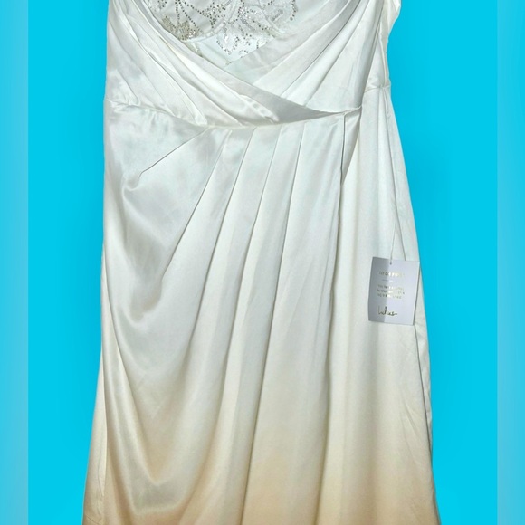 NWT Lulus Heidy White Satin Beaded Strapless Maxi Dress, Size Medium - Picture 8 of 15